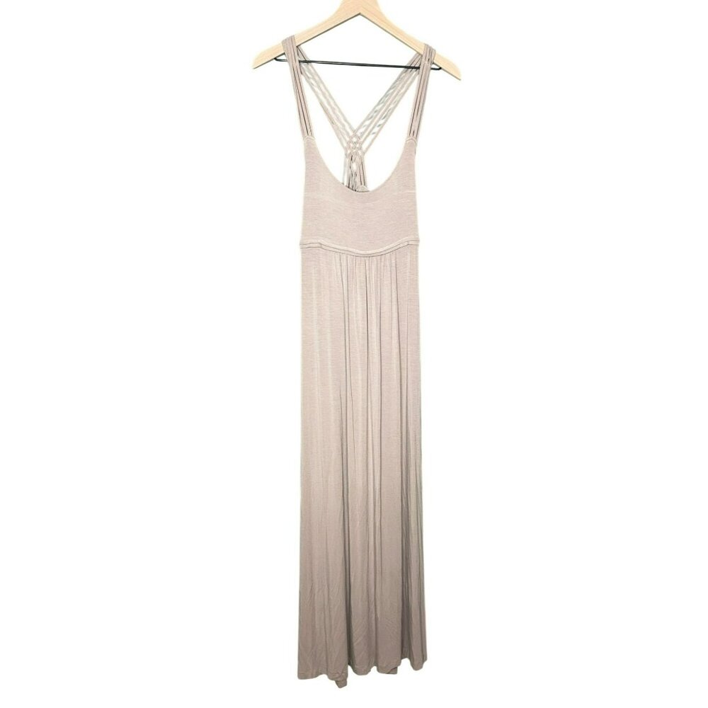 Calvin Klein Racerback Strappy Maxi Dress Women's 8 Mushroom Brown